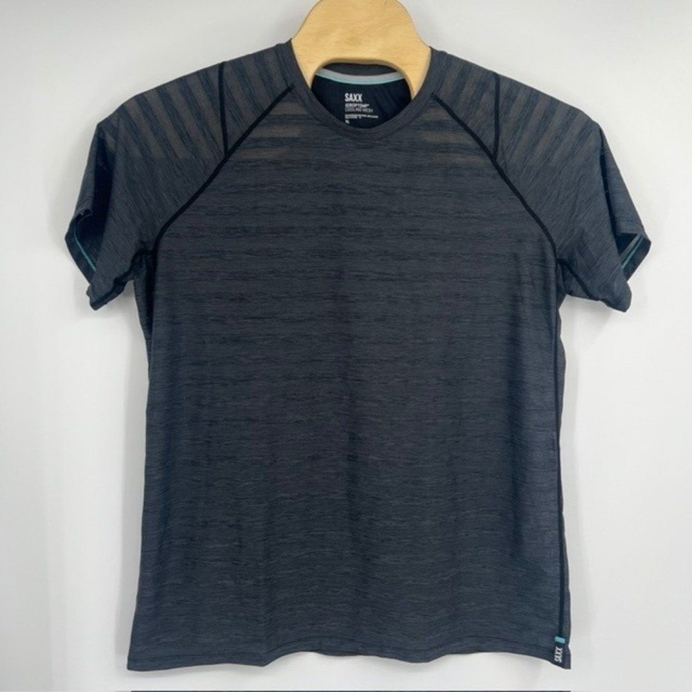 Saxx Men's XL DropTemp Cooling Mesh Charcoal Grey Activewear T-Shirt